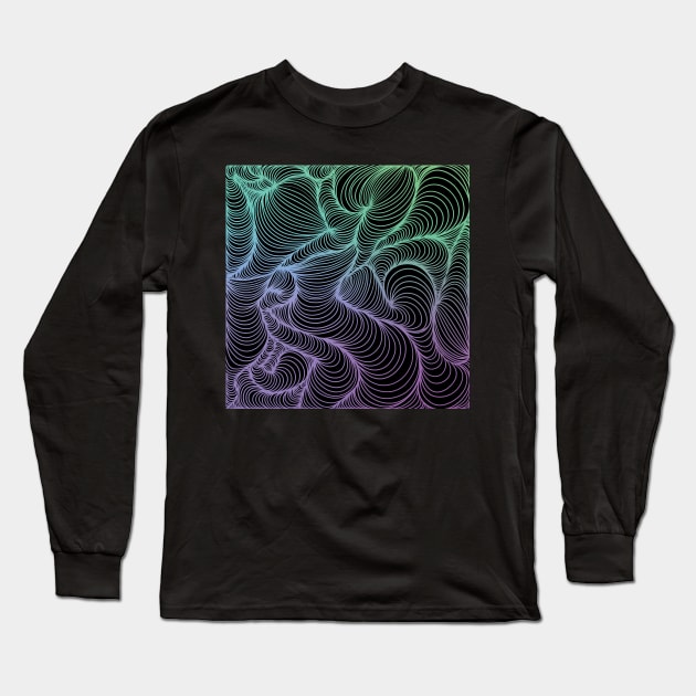 Psychedelic Cool Colors Line Design Long Sleeve T-Shirt by CrowleyCreations